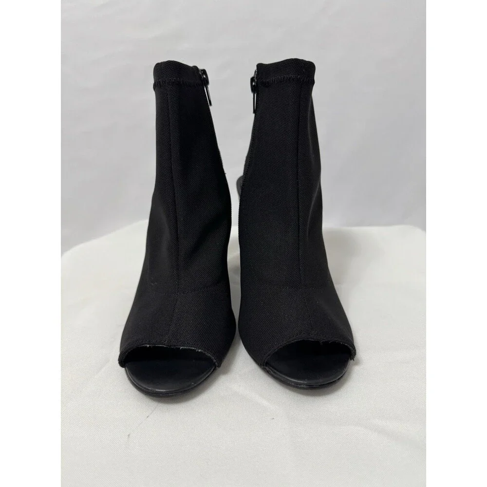Steve Madden Women Black Stretch Open Toe Ankle Bottie Block Heels US 7.5 - Picture 6 of 9